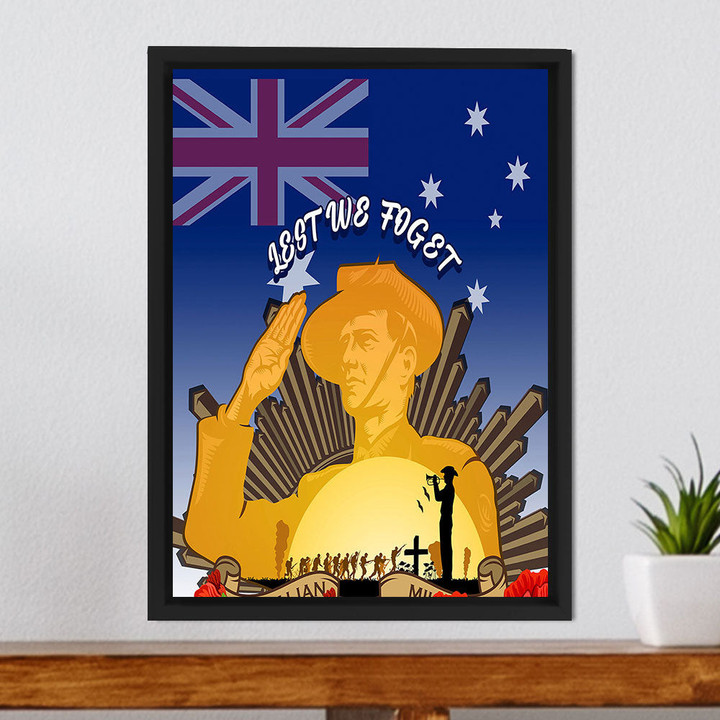 1sttheworld Canvas - Australia Anzac Day Soldier Salute Framed Wrapped Canvas A31