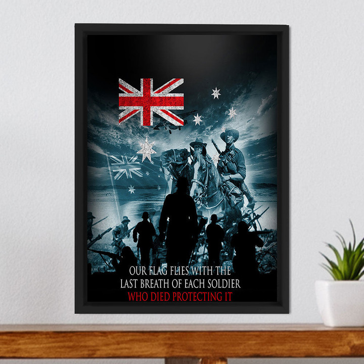 1sttheworld Canvas - Australia Anzac Day Soldier Remembrance Framed Wrapped Canvas A31