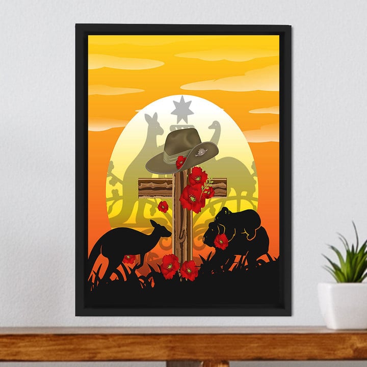 1sttheworld Canvas - Anzac Day Lest We Forget Animal Framed Wrapped Canvas A31