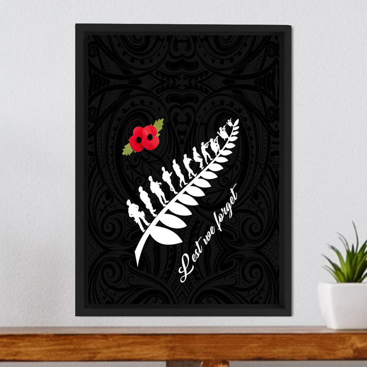 1sttheworld Canvas - Anzac Fern Lest We Forget Framed Wrapped Canvas A31