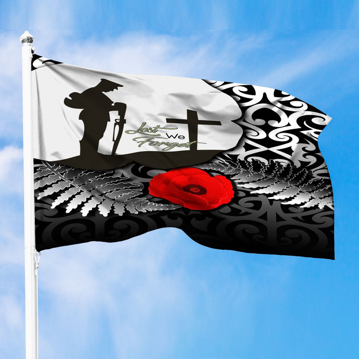 1sttheworld Flag - Anzac Day Poppy Remembrance Premium Flag A31