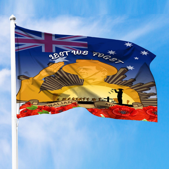 1sttheworld Flag - Australia Anzac Day Soldier Salute Premium Flag A31