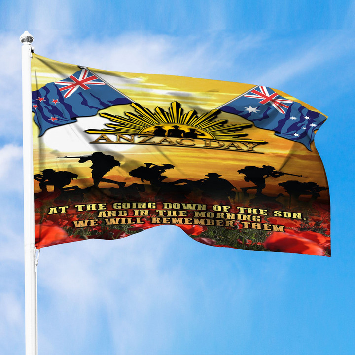 Love New Zealand Flag - Anzac Day Soldier Going Down of The Sun Premium Flag A31