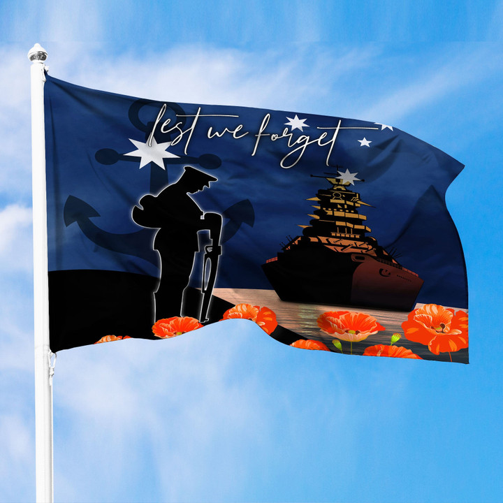 1sttheworld Flag - Anzac Day Navy Blue Premium Flag A31
