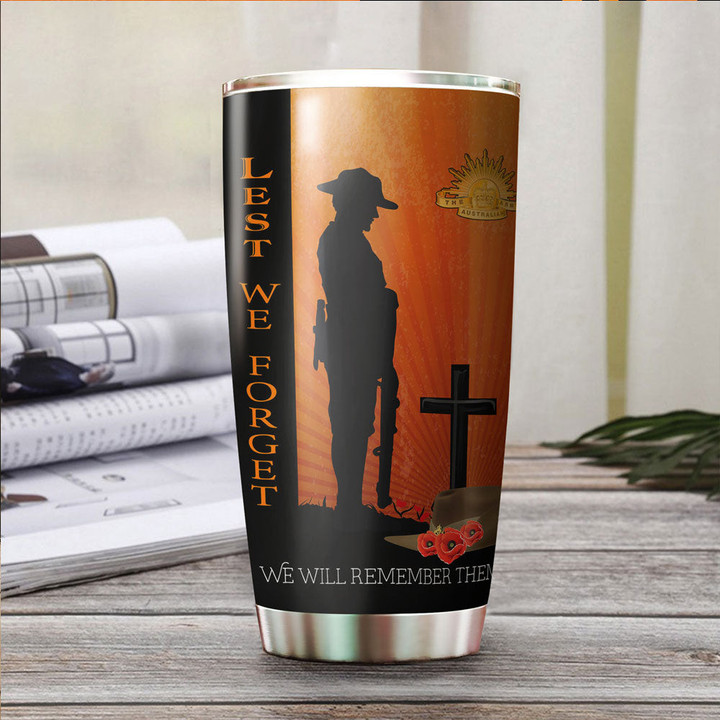 1sttheworld Tumbler - (Custom) Anzac Day Lest We Forget Soldier Standing Guard Tumbler A31