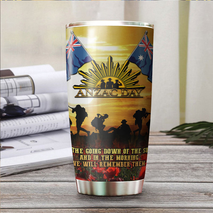 1sttheworld Tumbler - Anzac Day Soldier Going Down of The Sun Tumbler A31