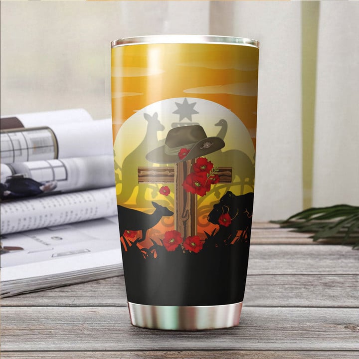 1sttheworld Tumbler - Anzac Day Lest We Forget Animal Tumbler A31
