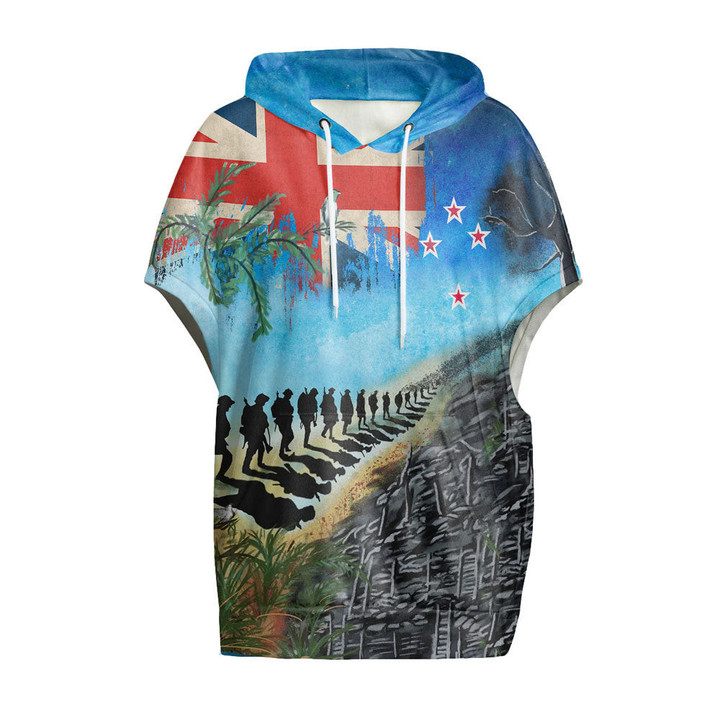 1sttheworld Clothing - New Zealand Anzac Day Lest We Forget Women's Knitted Fleece Cloak With Kangaroo Pocket A31