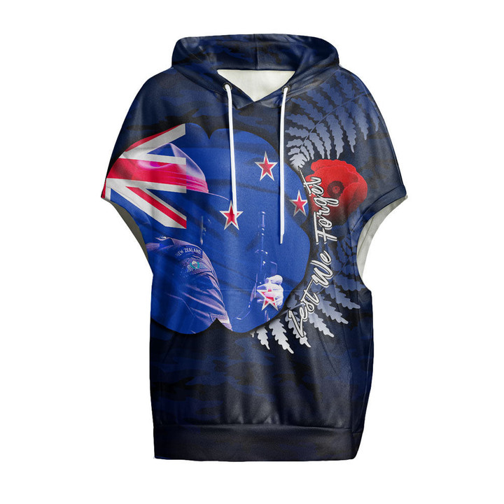 1sttheworld Clothing - (Custom) New Zealand Anzac Day Poppy Women's Knitted Fleece Cloak With Kangaroo Pocket A31