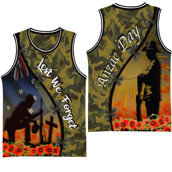 Love New Zealand Clothing - Anzac Day Camouflage Soldier Australian - Basketball Jersey A95 | Love New Zealand