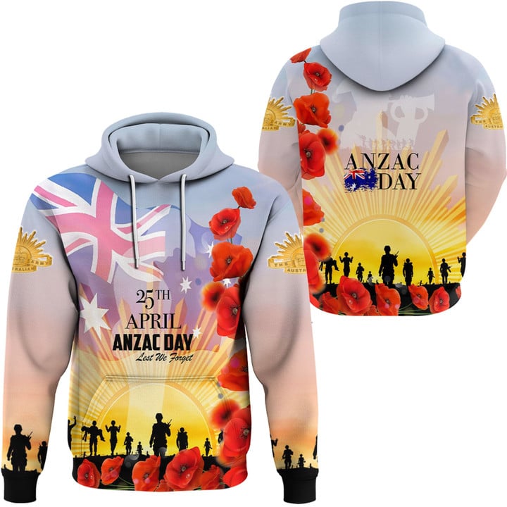 Love New Zealand Clothing - Anzac Day Australia Poppy - Hoodie A95 | Love New Zealand