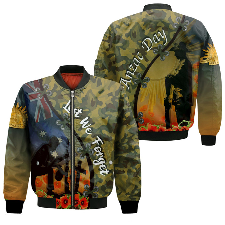 Love New Zealand Clothing - Anzac Day Camouflage Soldier Australian - Zip Bomber Jacket A95 | Love New Zealand