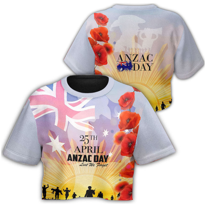 Love New Zealand Clothing - Anzac Day Australia Poppy - Croptop T-shirt A95 | Love New Zealand
