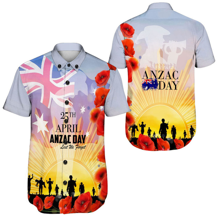 Love New Zealand Clothing - Anzac Day Australia Poppy - Short Sleeve Shirt A95 | Love New Zealand
