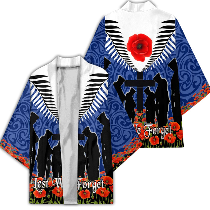 Love New Zealand Clothing - Anzac Day Soldier And Poppys - Kimono A95 | Love New Zealand