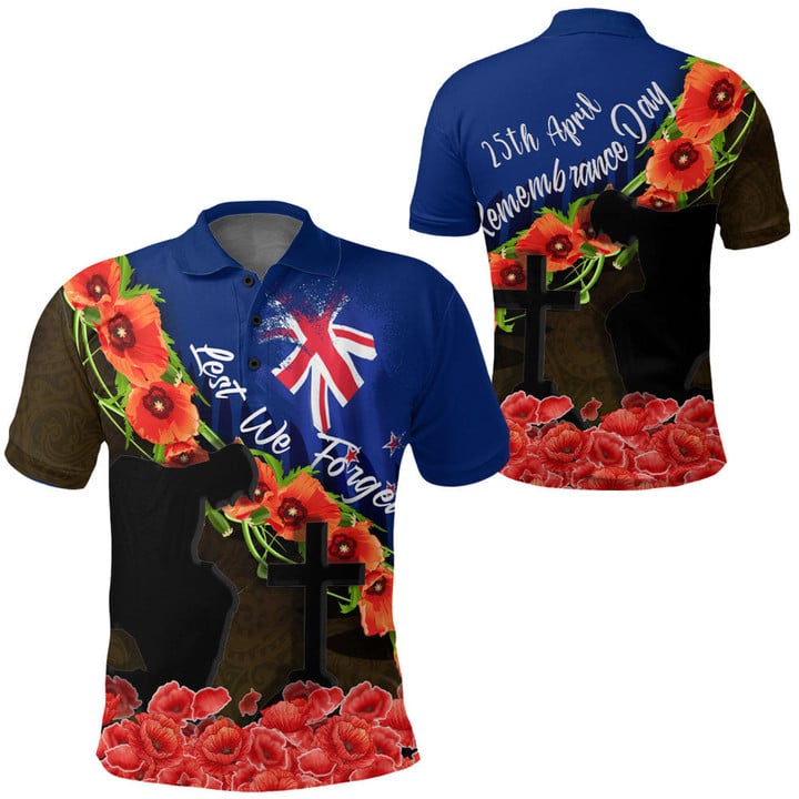 Love New Zealand Clothing - Anzac Day Poppy And Fern - Polo Shirts A95 | Love New Zealand