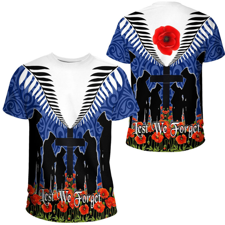 Love New Zealand Clothing - Anzac Day Soldier And Poppys - T-shirt A95 | Love New Zealand