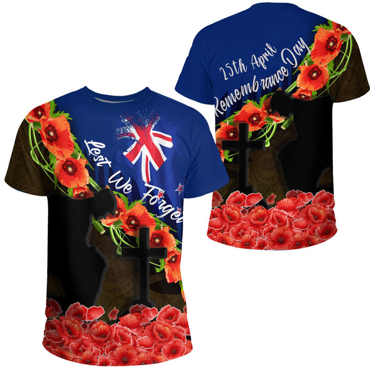 Love New Zealand Clothing - Anzac Day Poppy And Fern - T-shirt A95 | Love New Zealand