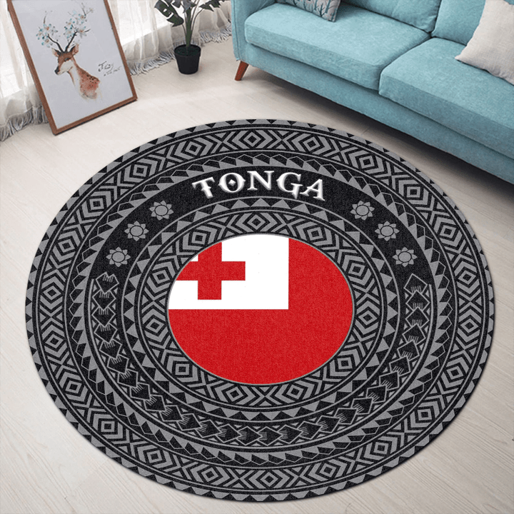 Love New Zealand Round Carpet - Tonga Flag Color A95