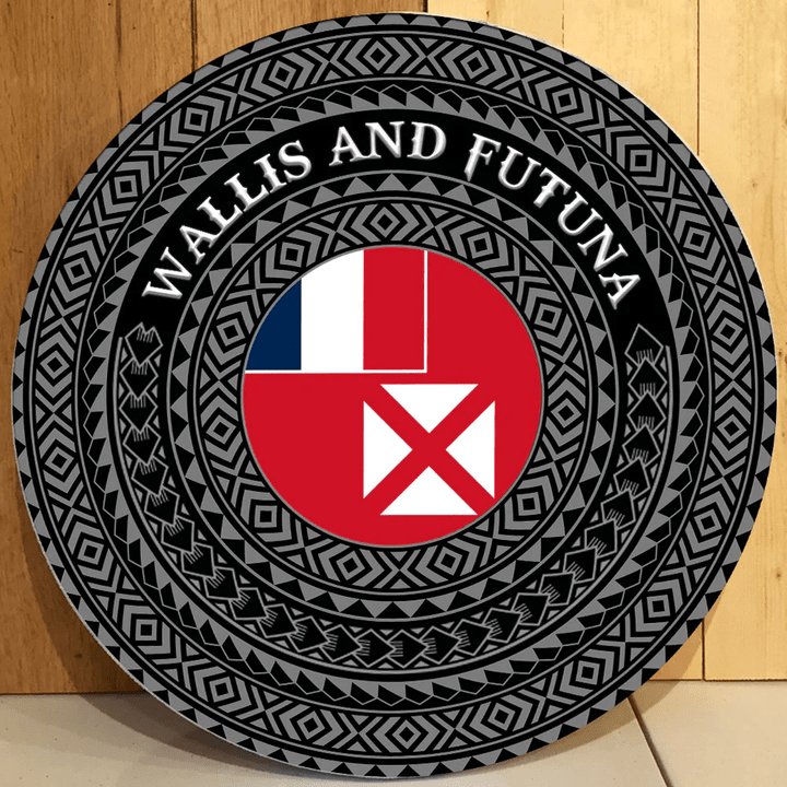 Love New Zealand Round Wooden Sign - Wallis And Futuna Flag Color A95