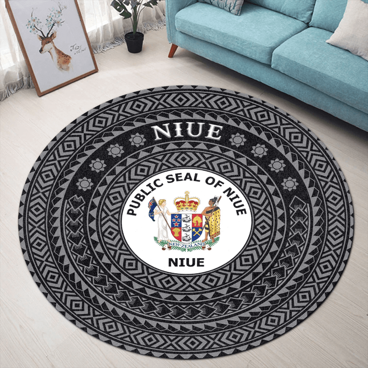 Love New Zealand Round Carpet - NIUE Coat Of Arms Color A95