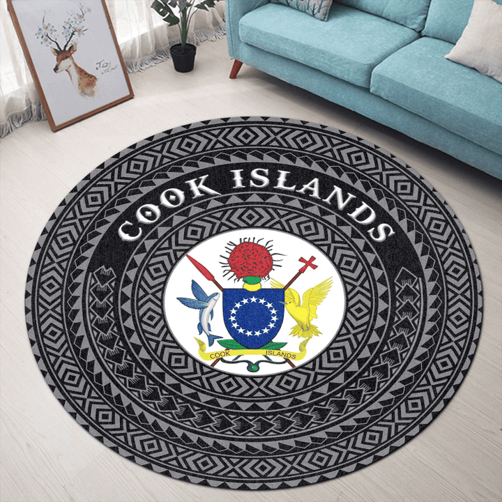 Love New Zealand Round Carpet - Cook Islands Coat Of  Arms Color A95