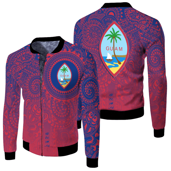 Love New Zealand Clothing - Guam Polynesian Tattoo Gradiant Fleece Winter Jacket A35 | Love New Zealand