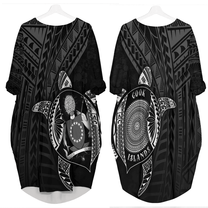 Love New Zealand Clothing - Cook Island Polynesia Turtle Coat Of Arms Batwing Pocket Dress A95 | Love New Zealand