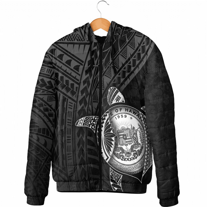 Love New Zealand Clothing - Hawaii Polynesia Turtle Coat Of Arms Hooded Padded Jacket A95 | Love New Zealand