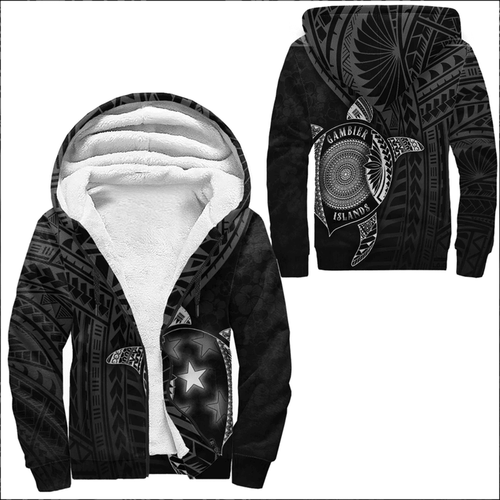 Love New Zealand Clothing - Gambier Islands Polynesia Turtle Coat Of Arms Sherpa Hoodies A95 | Love New Zealand