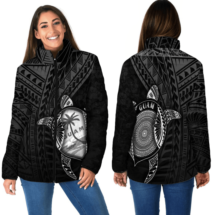 Love New Zealand Clothing - Guam Polynesia Turtle Coat Of Arms Women Padded Jacket A95 | Love New Zealand
