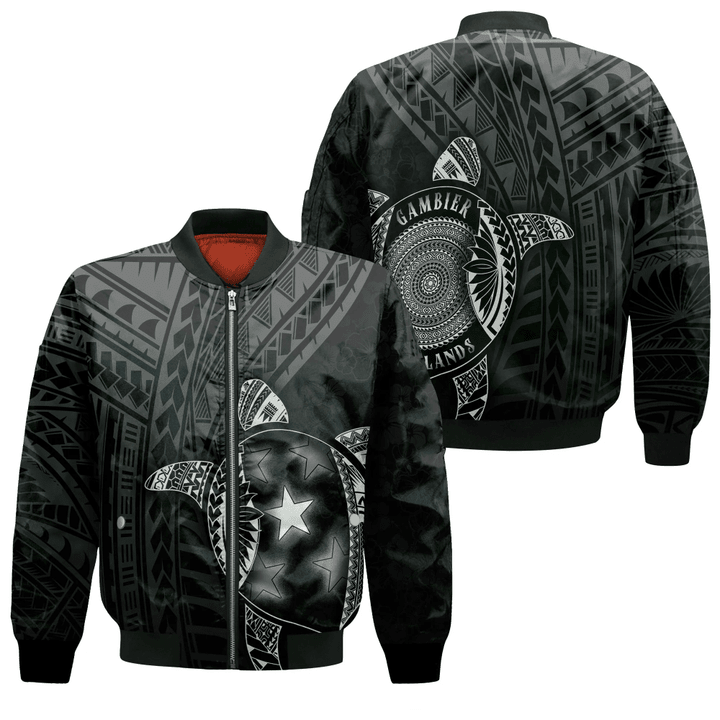 Love New Zealand Clothing - Gambier Islands Polynesia Turtle Coat Of Arms Zip Bomber Jacket A95 | Love New Zealand