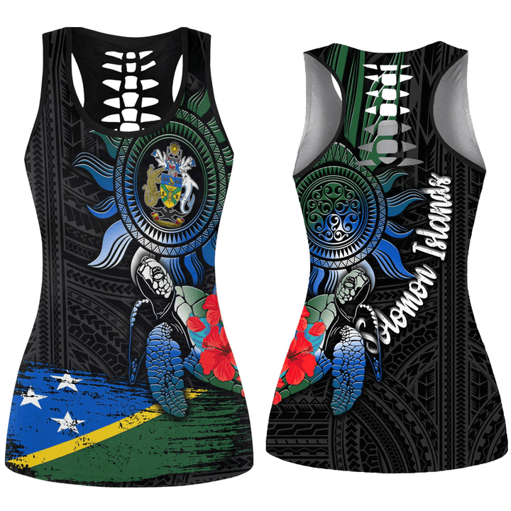 Love New Zealand Clothing - Solomon Islands Polynesian Sun and Turtle Tattoo Hollow Tank Top A35 | Love New Zealand