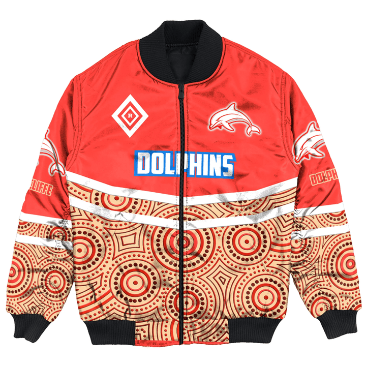 Dolphins Aboriginal Pattern 2023 Bomber Jackets A35 | Love New Zealand