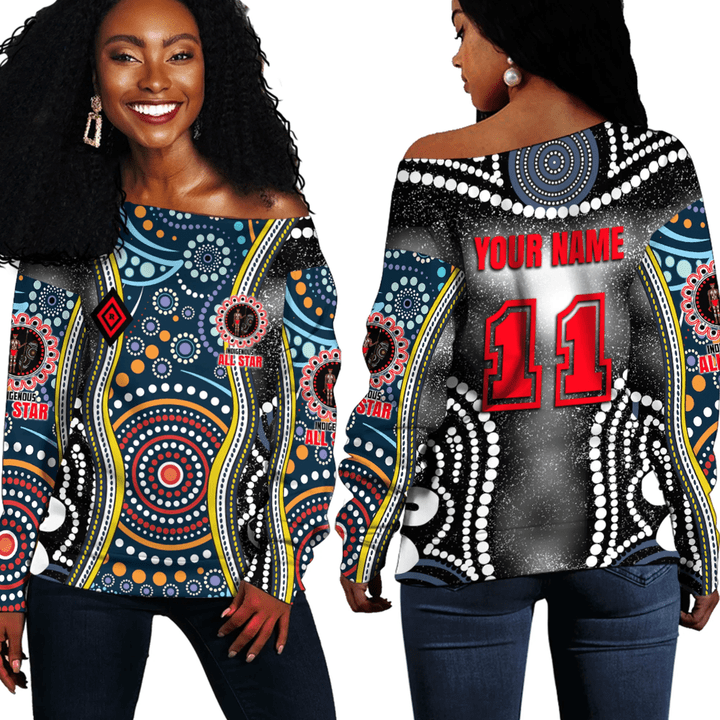 Indigenous All Star Aboriginal Pattern 2023 Off Shoulder Sweaters A35 | Love New Zealand
