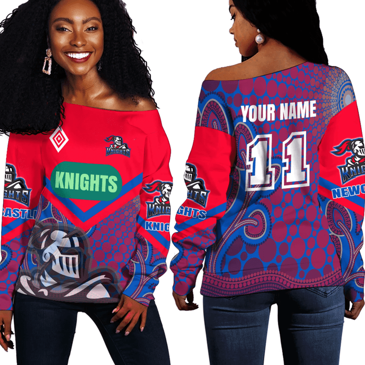 Newcastle Knights Aboriginal Pattern 2023 Off Shoulder Sweaters A35 | Love New Zealand