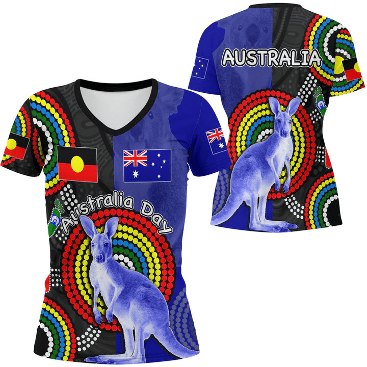 Australia Aboriginal and Naidoc V-neck T-shirt A35 | Love New Zealand