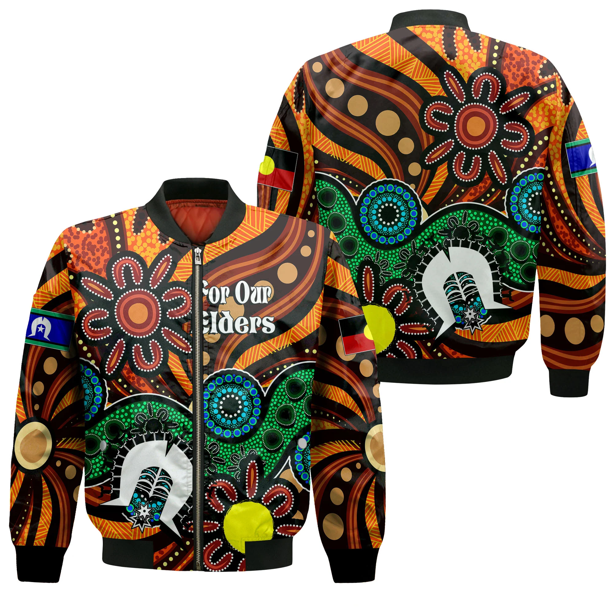 The Gathering Naidoc Week 2023 For Our Elders  Sleeve Zip Bomber Jacket A31 | Africazone.com