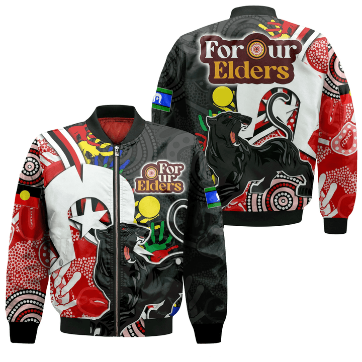 Penrith Panthers For Our Elders NAIDOC 2023 Sleeve Zip Bomber Jacket A35 | Africazone.com
