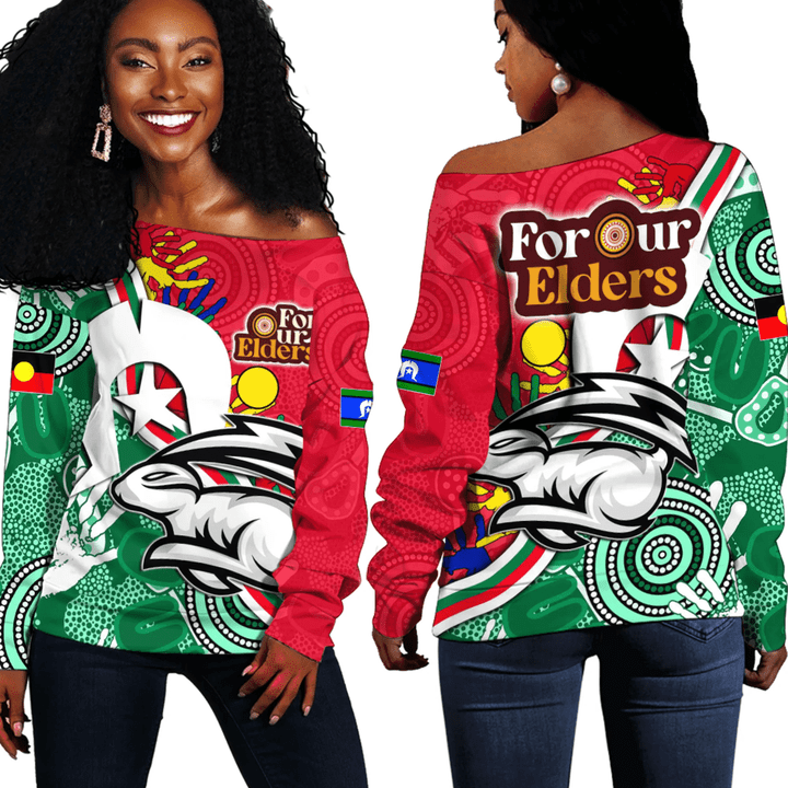 South Sydney Rabbitohs For Our Elders NAIDOC 2023 Off Shoulder Sweaters A35 | Love New Zealand