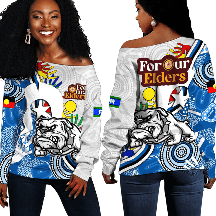 Cantebury Bankstown Bulldogs For Our Elders NAIDOC 2023 Off Shoulder Sweaters A35 | Love New Zealand
