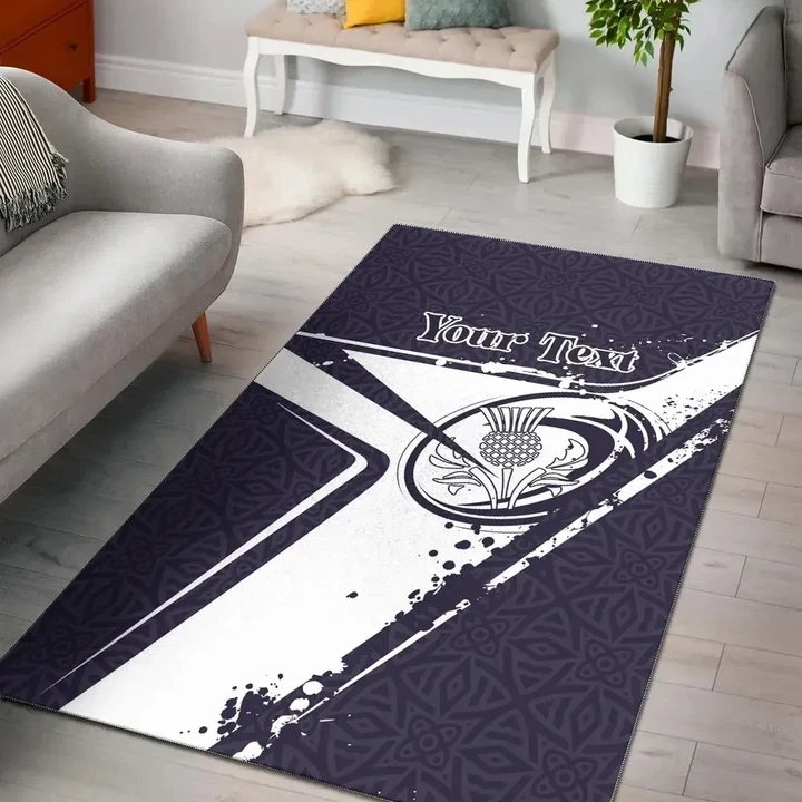 (Custom Text) Scotland Rugby Personalised Area Rug - Scottish Rugby