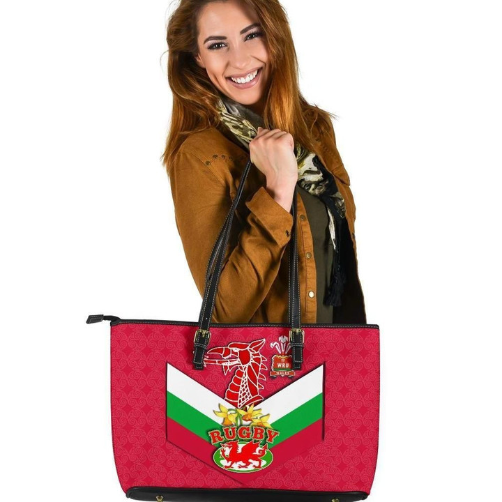 Wales National Rugby League Leather Tote Bag