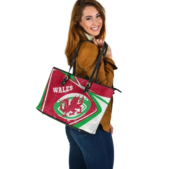 Wales Rugby Leather Tote Bag , Celtic Welsh Rugby Ball