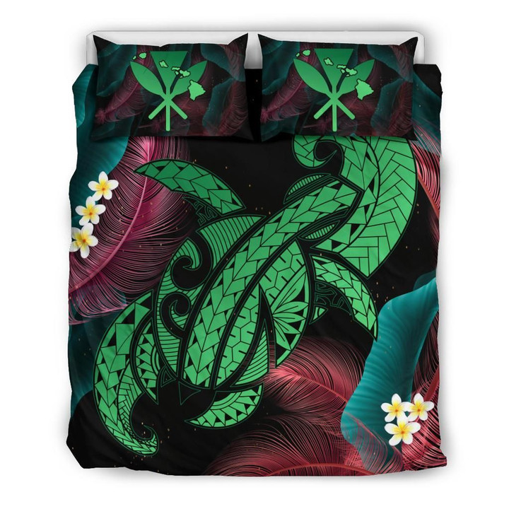 Alohawaii Home Set - Hawaii Turtle Polynesian Tropical Bedding Set - Ghia Style Green - AH - J4