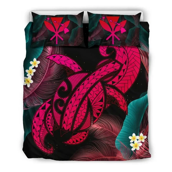 Alohawaii Home Set - Hawaii Turtle Polynesian Tropical Bedding Set - Ghia Style Pink - AH - J4