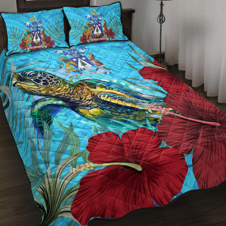 Alohawaii Quilt Bed Set - Norfolk Island Turtle Hibiscus Ocean Quilt Bed Set | Alohawaii

