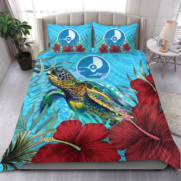 Alohawaii Bedding Set - Yap Turtle Hibiscus Ocean Bedding Set | Alohawaii
