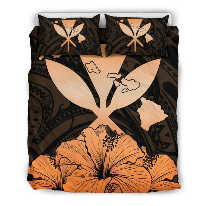 Alohawaii Bedding Set - Cover and Pillow Cases Hawaiian Kanaka Hibiscus Polynesian Love Orange | Alohawaii.co