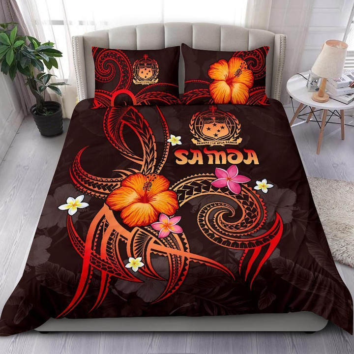 Alohawaii Bedding Set - Cover and Pillow Cases Polynesian Hawaii - Legend of Samoa (Red) | Alohawaii.co
